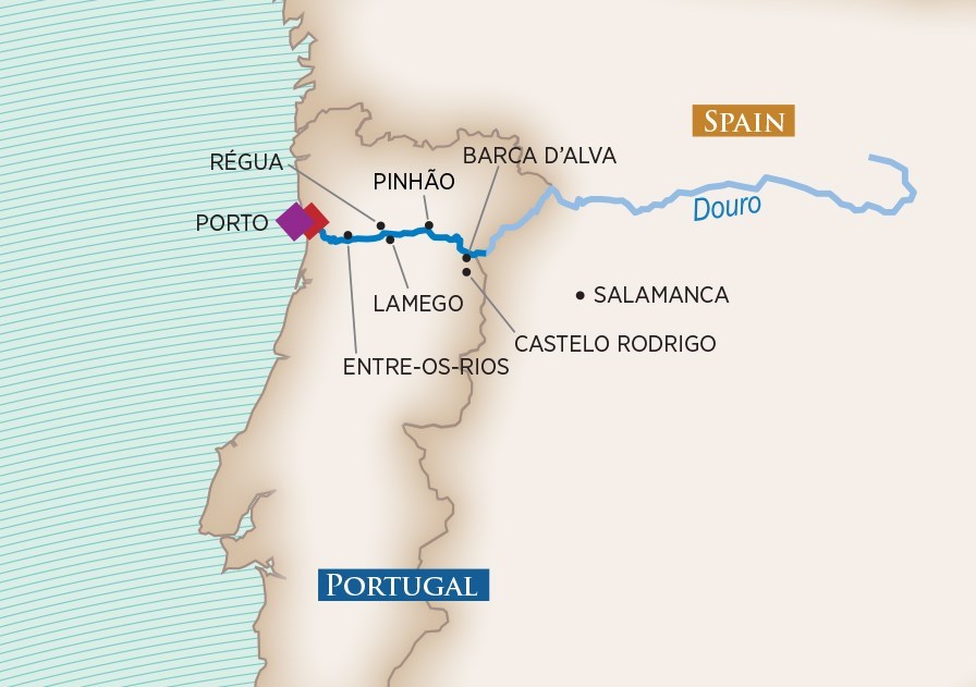 Die geplante Route auf dem Douro