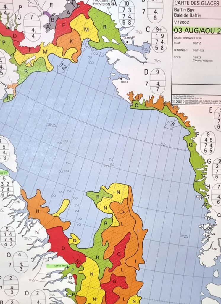 Eine Eiskarte der Baffin Bay vom 3.8.2022