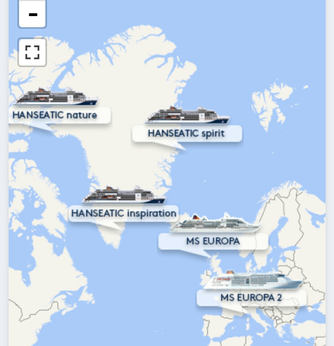 Hanseatic Schiffe im Norden von Europa unterwegs