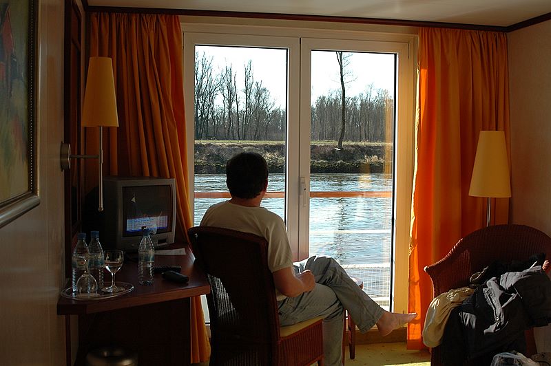 Blick auf die Donau von meiner Kabine