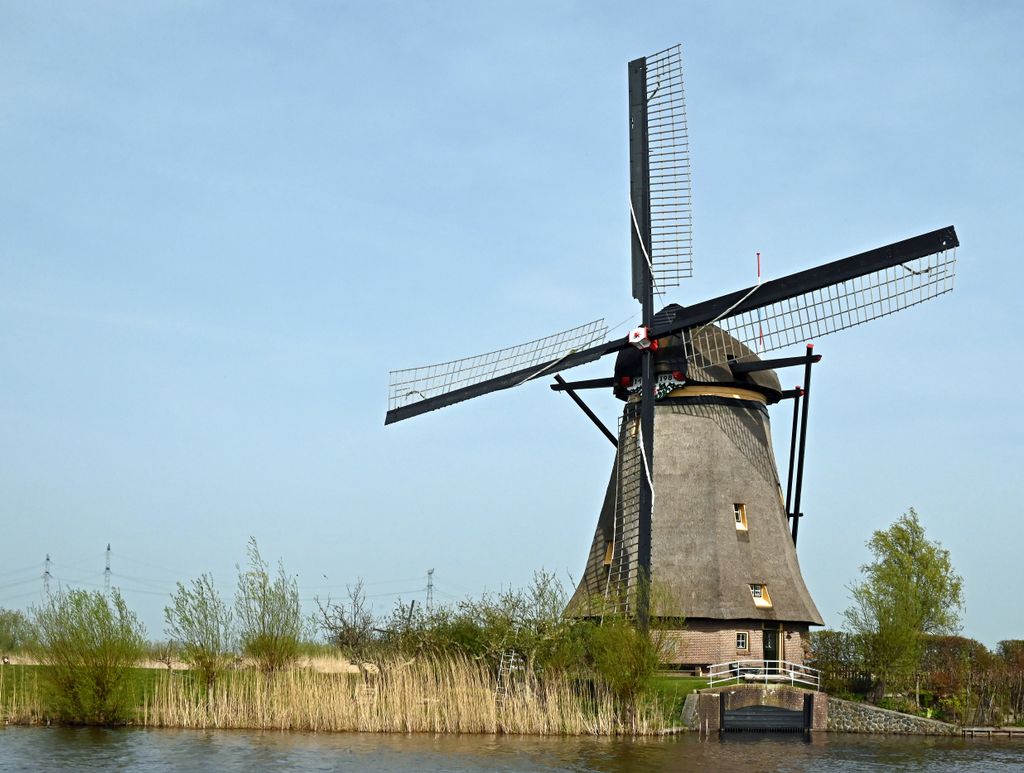 Eine Windmühle in Kinderdijk