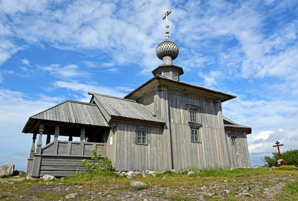 St. Andrew Holz-Kirche, Zayatski Island, Russland
